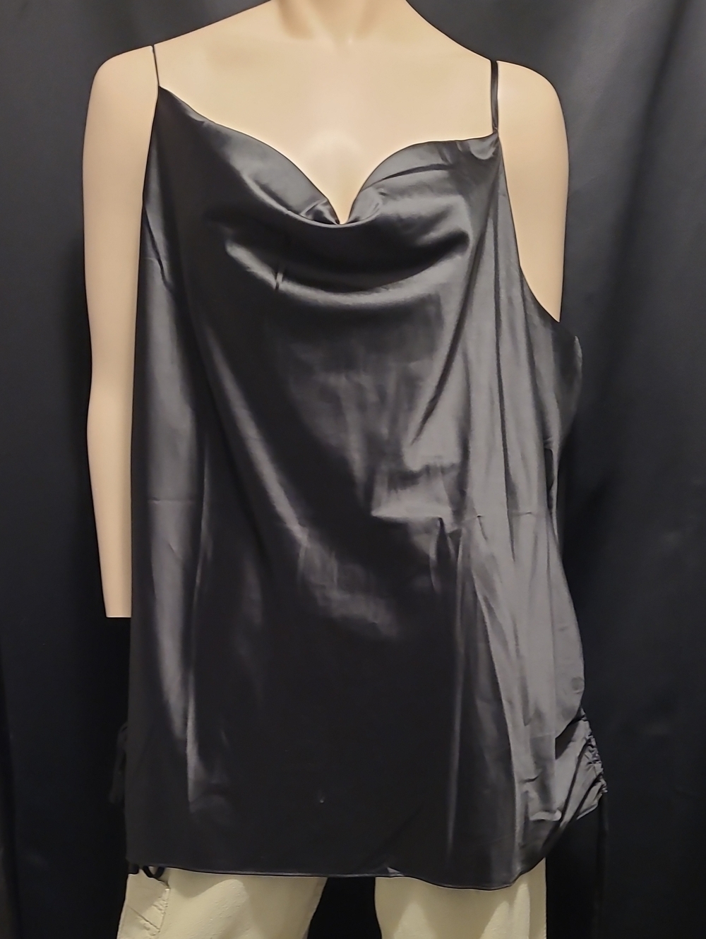 SLOANE AND SADIE  Black Satin Cowl Neck Tank 4X BRAND NEW